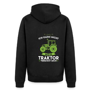 Traktor Trecker Traktoren Geschenk - Unisex Premium Bio Zip Hoodie - Schwarz - Hinten - Nico (187cm)