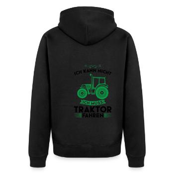 Traktor Trecker Traktorfahrer Geschenk - Unisex Premium Bio Zip Hoodie - Schwarz - Hinten - Nico (187cm)