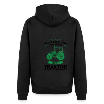 Traktor Trecker Trecker-Fahrer Geschenk - Unisex Premium Bio Zip Hoodie - Schwarz - Hinten - Nico (187cm)