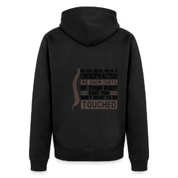 Physiotherapeut Chiropraktiker Neurologie Geschenk - Unisex Premium Bio Zip Hoodie - Schwarz - Hinten - Nico (187cm)