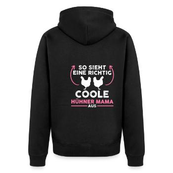 Hühner Mama Huhn Hühnerzüchterin Geschenk - Unisex Premium Bio Zip Hoodie - Schwarz - Hinten - Nico (187cm)