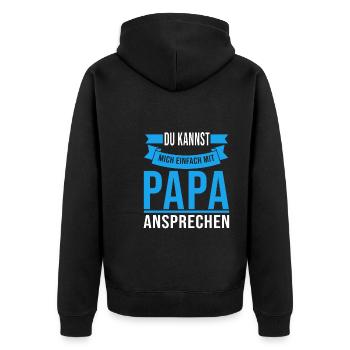 Papa Familie Eltern Geschenk - Unisex Premium Bio Zip Hoodie - Schwarz - Hinten - Nico (187cm)