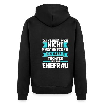 Papa 2 Töchter Papa von 2 Töchtern Geschenk - Unisex Premium Bio Zip Hoodie - Schwarz - Hinten - Nico (187cm)