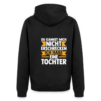 Papa Tochter Töchter Geschenk - Unisex Premium Bio Zip Hoodie - Schwarz - Hinten - Nico (187cm)