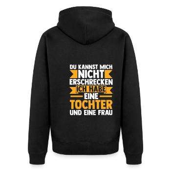 Papa Tochter Papa von Tochter Geschenk - Unisex Premium Bio Zip Hoodie - Schwarz - Hinten - Nico (187cm)
