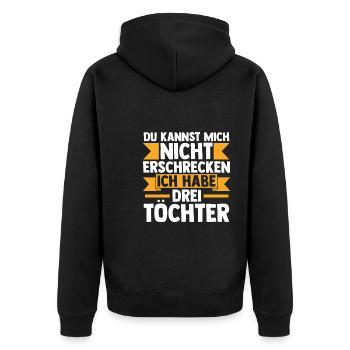 Papa 3 Töchter Papa von 3 Töchtern Geschenk - Unisex Premium Bio Zip Hoodie - Schwarz - Hinten - Nico (187cm)