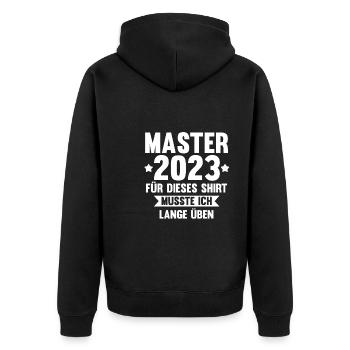 Master 2023 Prüfung Mastertitel Geschenk - Unisex Premium Bio Zip Hoodie - Schwarz - Hinten - Nico (187cm)