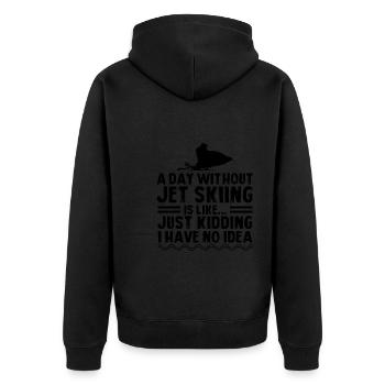 Jetski Jetskifahren Wintersport Geschenk - Unisex Premium Bio Zip Hoodie - Schwarz - Hinten - Nico (187cm)