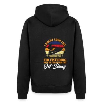 Jetski Jetskifahren Wintersport Geschenk - Unisex Premium Bio Zip Hoodie - Schwarz - Hinten - Nico (187cm)