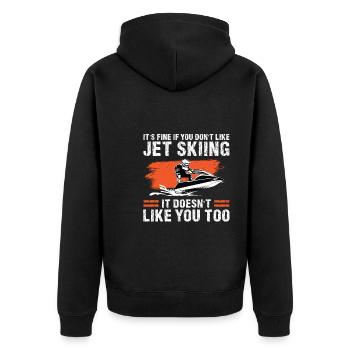Jetski Jetskifahren Wintersport Geschenk - Unisex Premium Bio Zip Hoodie - Schwarz - Hinten - Nico (187cm)