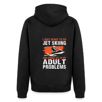 Jetski Jetskifahren Wintersport Geschenk - Unisex Premium Bio Zip Hoodie - Schwarz - Hinten - Nico (187cm)