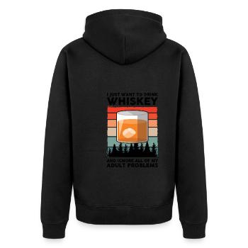 Whiskey trinken Whiskey trinken Whiskey Geschenk - Unisex Premium Bio Zip Hoodie - Schwarz - Hinten - Nico (187cm)
