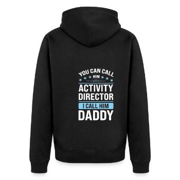 Aktivitäten Direktor Aktivitäten Direktor Geschenk - Unisex Premium Bio Zip Hoodie - Schwarz - Hinten - Nico (187cm)