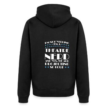Theater Broadway Theater Geschenk - Unisex Premium Bio Zip Hoodie - Schwarz - Hinten - Nico (187cm)