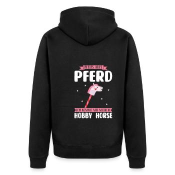 Hobby Horse Pferde Steckenpferd Geschenk - Unisex Premium Bio Zip Hoodie - Schwarz - Hinten - Nico (187cm)