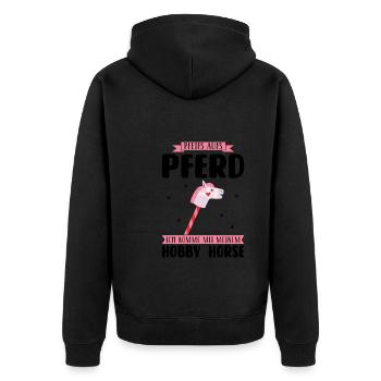 Hobby Horse Pferde Hobby Horsing Geschenk - Unisex Premium Bio Zip Hoodie - Schwarz - Hinten - Nico (187cm)