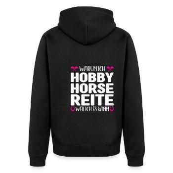 Hobby Horse Pferde Steckenpferd Geschenk - Unisex Premium Bio Zip Hoodie - Schwarz - Hinten - Nico (187cm)