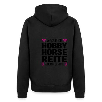 Hobby Horse Pferde Hobby Horsing Geschenk - Unisex Premium Bio Zip Hoodie - Schwarz - Hinten - Nico (187cm)