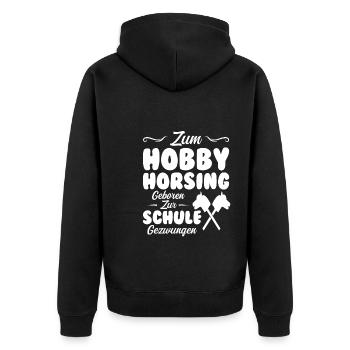 Hobby Horse Pferde Pferde Geschenk - Unisex Premium Bio Zip Hoodie - Schwarz - Hinten - Nico (187cm)