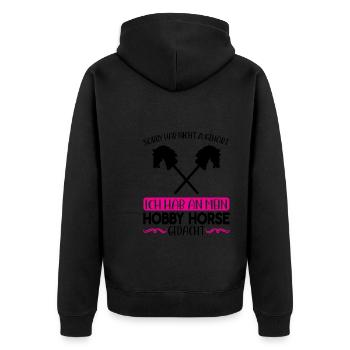 Hobby Horse Pferde Hobby Horsing Geschenk - Unisex Premium Bio Zip Hoodie - Schwarz - Hinten - Nico (187cm)