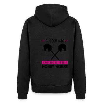Hobby Horse Pferde Hobby Horsing Geschenk - Unisex Premium Bio Zip Hoodie - Schwarz - Hinten - Nico (187cm)