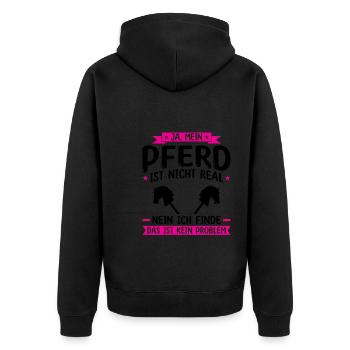 Hobby Horse Pferde Hobby Horsing Geschenk - Unisex Premium Bio Zip Hoodie - Schwarz - Hinten - Nico (187cm)
