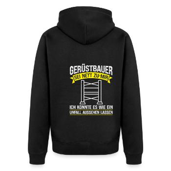 Gerüstbauer Beruf Gerüstbauermeister Geschenk - Unisex Premium Bio Zip Hoodie - Schwarz - Hinten - Nico (187cm)