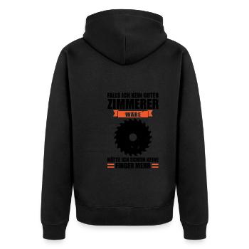 Zimmermann Beruf Zimmerei Geschenk - Unisex Premium Bio Zip Hoodie - Schwarz - Hinten - Nico (187cm)