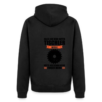 Tischler Beruf Handwerker Geschenk - Unisex Premium Bio Zip Hoodie - Schwarz - Hinten - Nico (187cm)