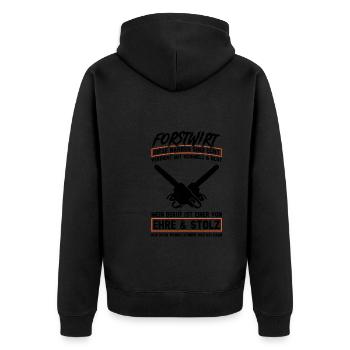 Forstwirt Beruf Holzfäller Geschenk - Unisex Premium Bio Zip Hoodie - Schwarz - Hinten - Nico (187cm)