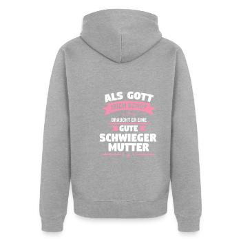Schwiegermama Familie Schwiegermutter Geschenk - Unisex Premium Bio Zip Hoodie - Grau meliert - Hinten - Nico (187cm)