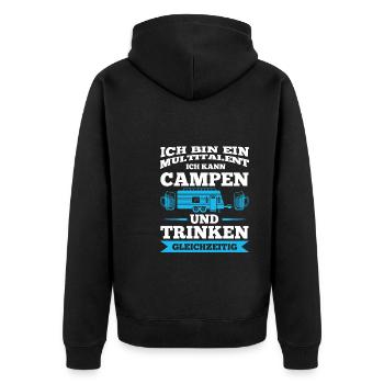 Campen Trinken Camper Geschenk - Unisex Premium Bio Zip Hoodie - Schwarz - Hinten - Nico (187cm)