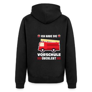 Vorschule Feuerwehr Vorschule Abschluss Geschenk - Unisex Premium Bio Zip Hoodie - Schwarz - Hinten - Nico (187cm)