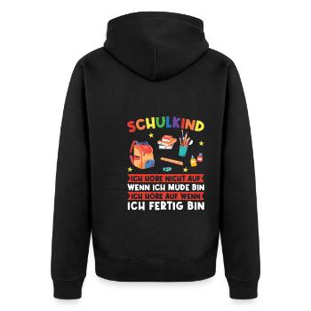 Schulkind Einschulung Schulstart Geschenk - Unisex Premium Bio Zip Hoodie - Schwarz - Hinten - Nico (187cm)
