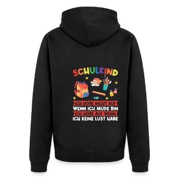 Schulkind Einschulung Schulbeginn Geschenk - Unisex Premium Bio Zip Hoodie - Schwarz - Hinten - Nico (187cm)