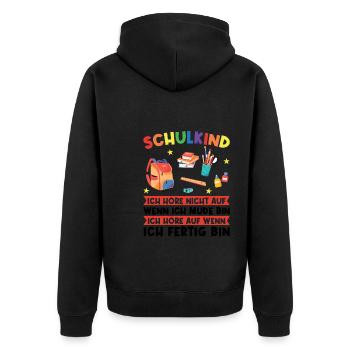 Schulkind Einschulung Schulkinder Geschenk - Unisex Premium Bio Zip Hoodie - Schwarz - Hinten - Nico (187cm)