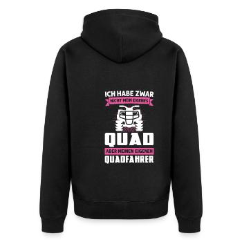 Quad Biker Quad Fahrer Geschenk - Unisex Premium Bio Zip Hoodie - Schwarz - Hinten - Nico (187cm)