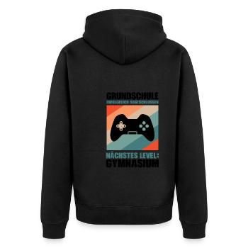 Grundschule Abschluss Gaming Geschenk - Unisex Premium Bio Zip Hoodie - Schwarz - Hinten - Nico (187cm)