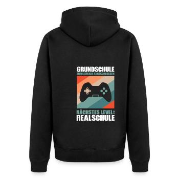 Grundschule Abschluss Schulabschluss Geschenk - Unisex Premium Bio Zip Hoodie - Schwarz - Hinten - Nico (187cm)