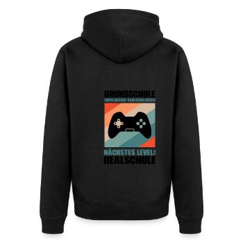 Grundschule Abschluss Gaming Geschenk - Unisex Premium Bio Zip Hoodie - Schwarz - Hinten - Nico (187cm)