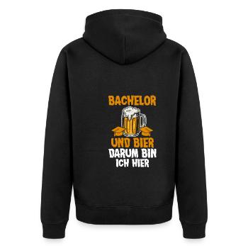 Bachelor Prüfung Bachelor Prüfung Geschenk - Unisex Premium Bio Zip Hoodie - Schwarz - Hinten - Nico (187cm)