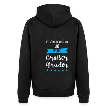 Großer Bruder Familie Grosser Bruder Geschenk - Unisex Premium Bio Zip Hoodie - Schwarz - Hinten - Nico (187cm)