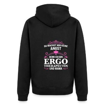 Ergotherapeutin Mama Ergo-Therapeutin Geschenk - Unisex Premium Bio Zip Hoodie - Schwarz - Hinten - Nico (187cm)