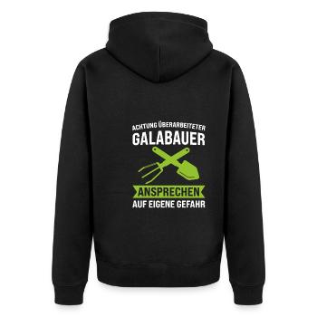 Galabauer Beruf Galabau Geschenk - Unisex Premium Bio Zip Hoodie - Schwarz - Hinten - Nico (187cm)