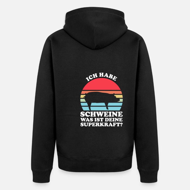 Schwein Bauer Schweinebauer Geschenk - Unisex Premium Bio Zip Hoodie - Schwarz