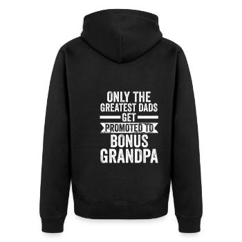Stief-Opa Bonus-Opa Stief-Großvater Geschenk - Unisex Premium Bio Zip Hoodie - Schwarz - Hinten - Nico (187cm)