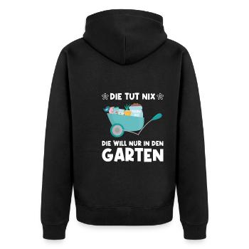 Garten Pflanze Gartenarbeit Geschenk - Unisex Premium Bio Zip Hoodie - Schwarz - Hinten - Nico (187cm)