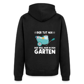 Garten Pflanze Gärtnerei Geschenk - Unisex Premium Bio Zip Hoodie - Schwarz - Hinten - Nico (187cm)