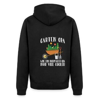 Garten Opa Gärtnerei Geschenk - Unisex Premium Bio Zip Hoodie - Schwarz - Hinten - Nico (187cm)