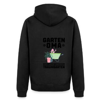 Garten Oma Hobbygärtner Geschenk - Unisex Premium Bio Zip Hoodie - Schwarz - Hinten - Nico (187cm)